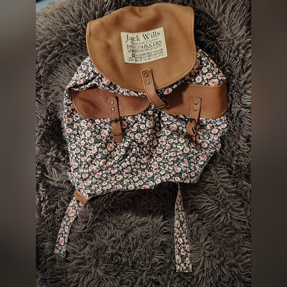 Jack Wills Floral Women's Bag - Brown and Pink